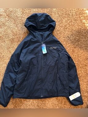 Nautica Navy Hooded Windbreaker Shell